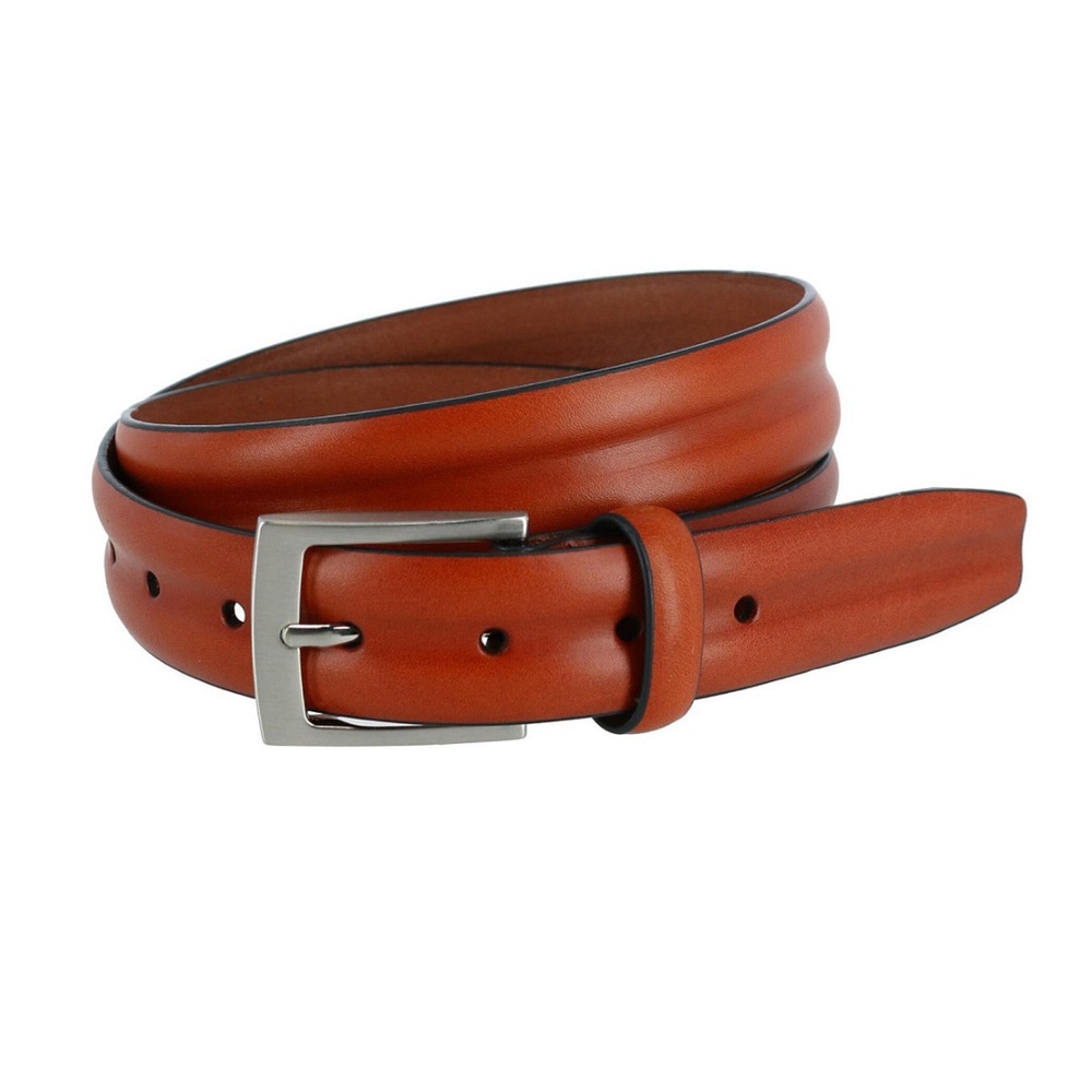 Trafalgar Men's 35MM Center Heat Crease Fe Trumpta Leather Belt In Tan Color NWT